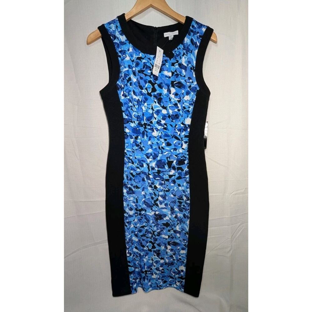 New York And Company Womens Blue Floral‎ Sleeveless Sheath Dress M Wedding Guest